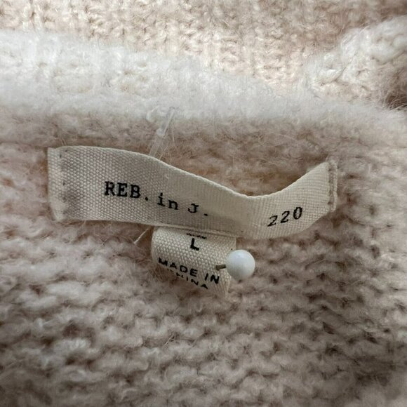 Reb. in J. Womens Cream Knitted Turtleneck Sweater Pullover Sweater Size Large - Picture 8 of 9